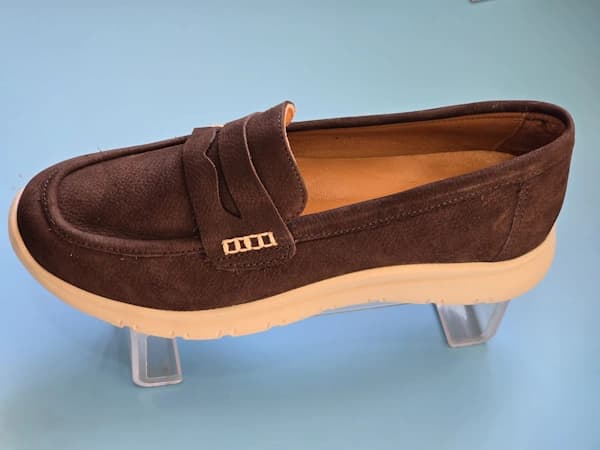 Pantofi dama din piele intoarsa grena, naturala, interior/exterior - imagine de prezentare 1