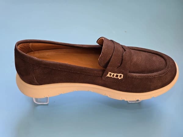 Pantofi dama din piele intoarsa grena, naturala, interior/exterior - imagine de prezentare 2