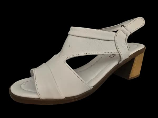 Sandale damă albe din piele naturală, calapod comod - imagine de prezentare