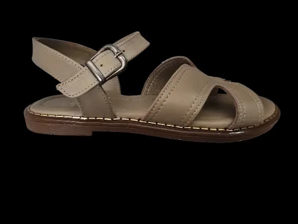 Sandale damă bej din piele naturală, branț cu memorie - imagine de prezentare