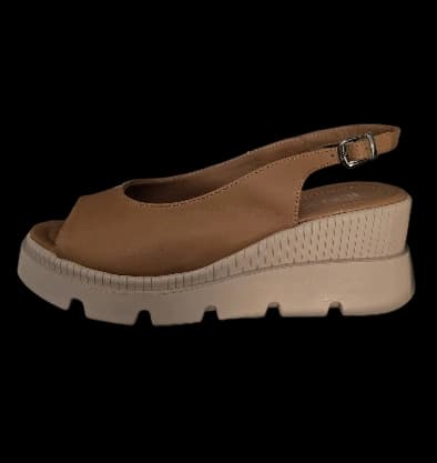 Sandale Damă Coniac Din Piele Naturală - Talpa Cu Platforma - imagine de prezentare